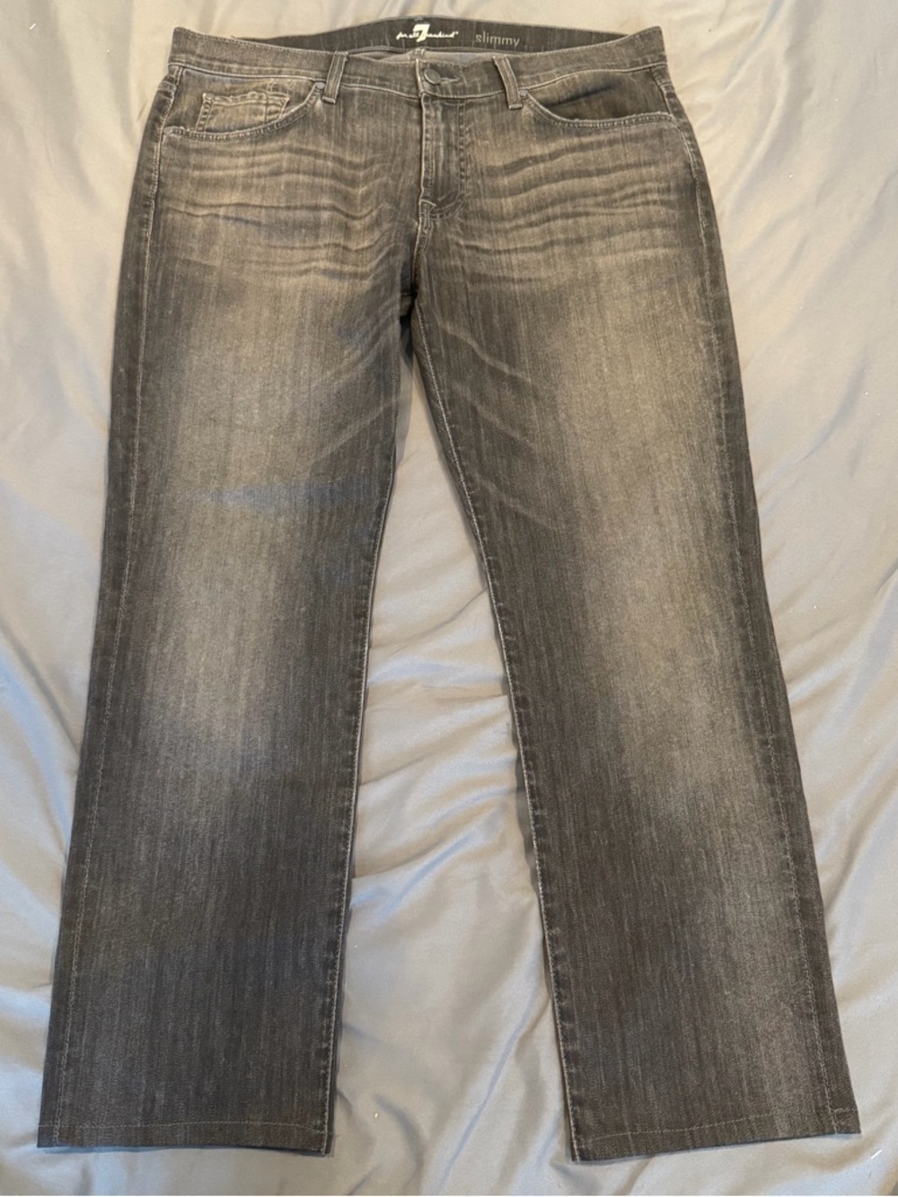 7 For All Mankind Jeans Mens 36W 29L Gray Slimmy Denim Cotton Blend